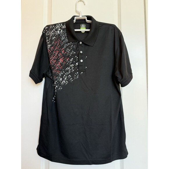 PGA TOUR Other - PGA Tour Pro Series Mens Large Black Mosaic Print Athletic Fit Golf Polo Shirt